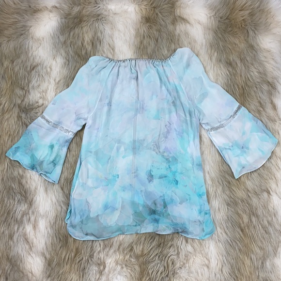 Elie Tahari Silk Floral Tye-Dye Blouse, Medium - Picture 14 of 17